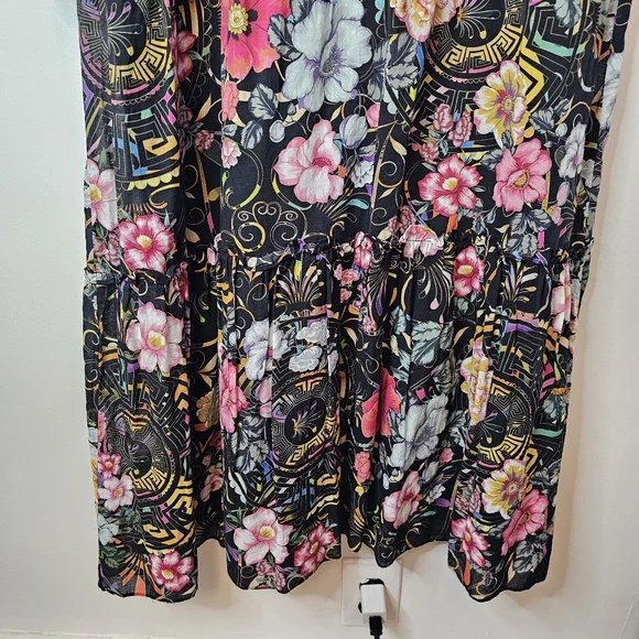 Johnny Was Naomi Peace Ruffle Tier Foral Black Dress Size Small - Picture 12 of 16